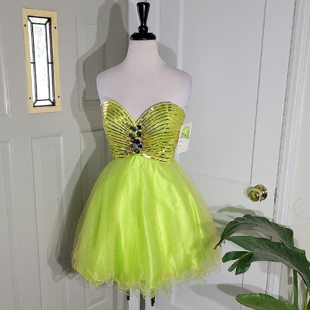Cinderella Yellow Embellished Fit and Flare Prom Dress